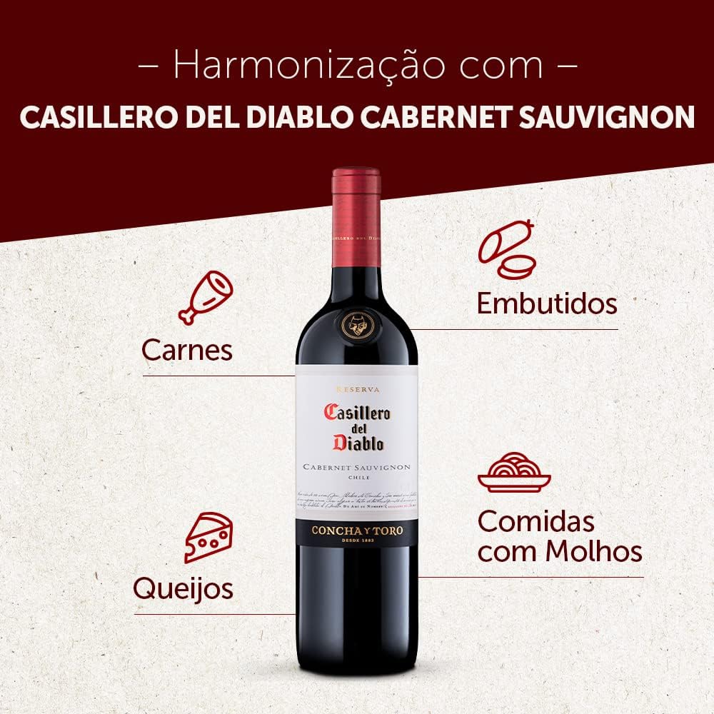 KIT com 3 Vinhos Concha y Toro Casillero Del Diablo Cabernet Sauvignon 750ml - Imagem 3