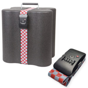 Case de Proteção de Garrafas de Vinho e Cadeado em Tecido Vermelho Inviolável TSA