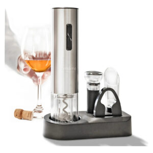 Kit Abridor De Vinho Elétrico Automático Momo Lifestyle Cor Prateado