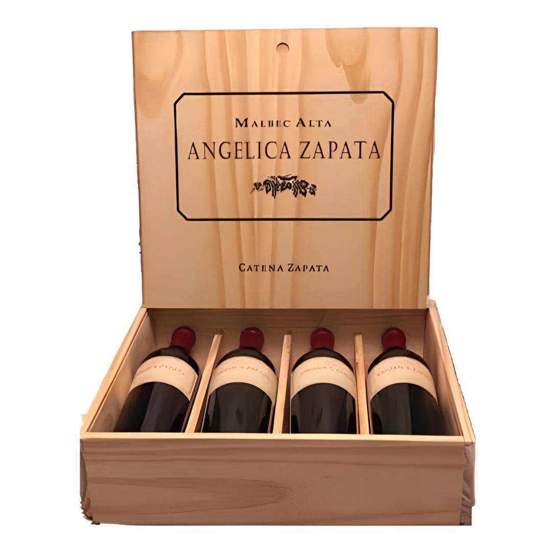 Kit 4 Vinhos Angélica Zapata Malbec Alta Caixa de Madeira - Imagem 2