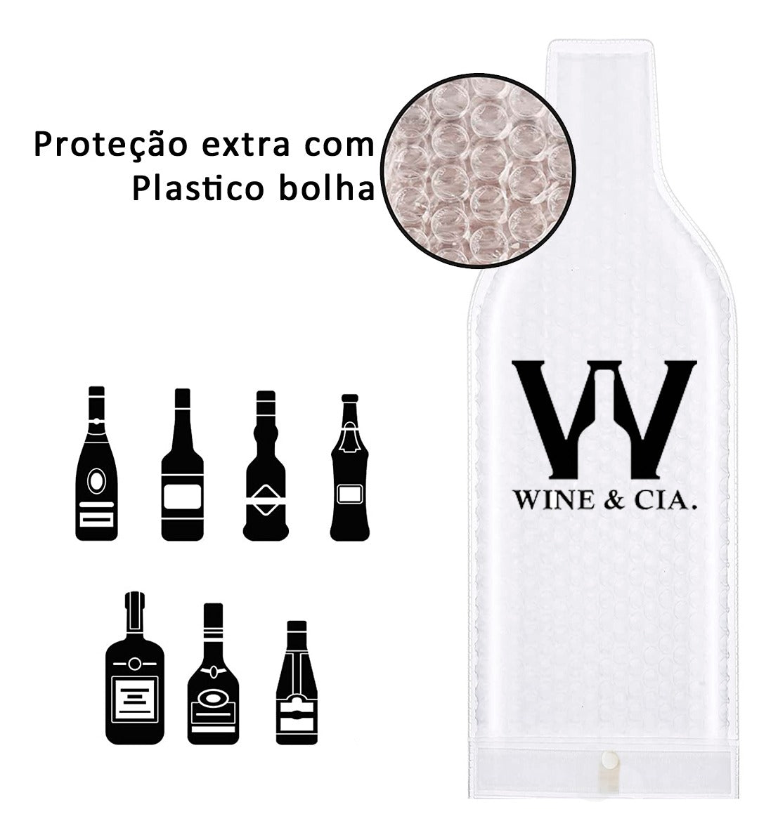 Protetor de garrafa de vinho em plástico bolha – Wine Skin – 12 unidades - Imagem 7